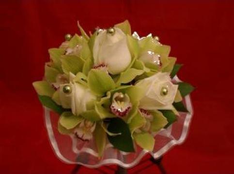 Buchet pentru mireasa cu trandafiri si orhidee mod 608 de la Floraria Stil