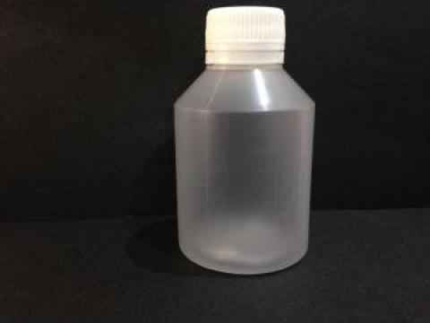 Flacon plastic transparent/alb 150ml cu dop fi 28 PV