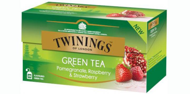 Ceai verde cu rodie, zmeura & capsuni Twinings 25x1.5g de la KraftAdvertising Srl