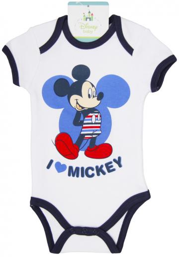 Body bumbac bebelusi , Mickey Mouse, alb