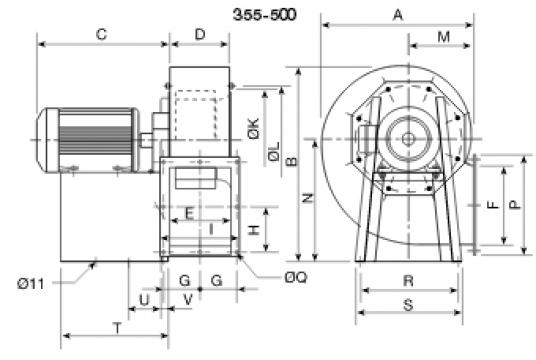 Ventilator centrifugal 400grd CRMT/4- 355/145 3Kw