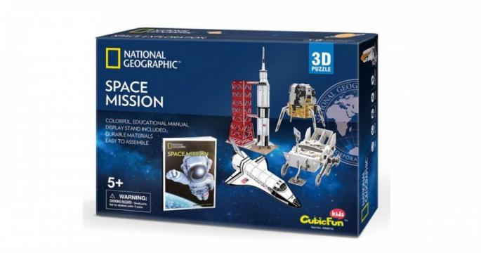 Puzzle 3D cu 80 piese CubicFun Space Mission