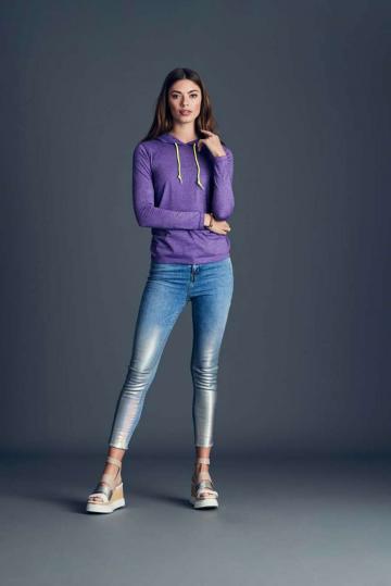 Bluza Women's Fashion Basic Long Sleeve Hooded Tee de la Top Labels