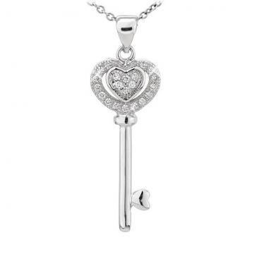 Colier din argint cu cristale Love Key de la Luxury Concepts Srl