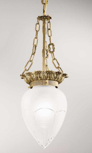 Lampa suspendata cu 1 lumina din alama cu sticla satinata de la SC Purify Studio SRL