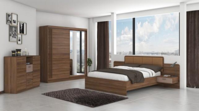 Set dormitor Effect, nuc, dulap 200 cm, pat 160x200 cm de la CB Furniture Srl