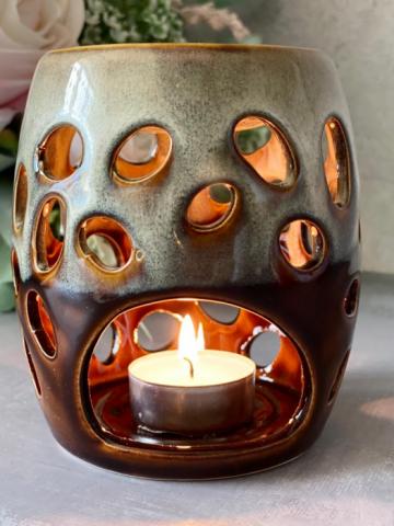 Suport aromaterapie maro din ceramica, pentru tablete ceara de la Myri Montaggi Srl