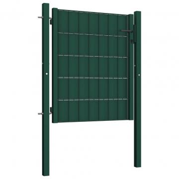 Poarta de gard, verde, 100x81 cm, PVC si otel
