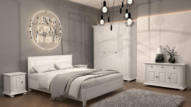 Set dormitor Noblesse lemn masiv alb configurabil de la Francesca Decor