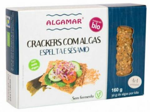Crackers din spelta cu susan si alge marine bio 160g Algamar de la Supermarket Pentru Tine Srl
