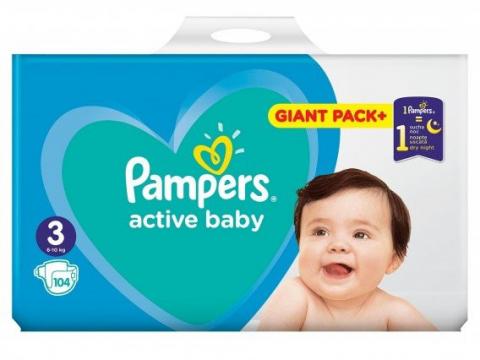 Scutece Pampers Active Baby numarul 3 104 bucati de la Cirus Efraim Cons SRL