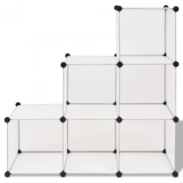 Dulap de depozitare cub, cu 6 compartimente, alb