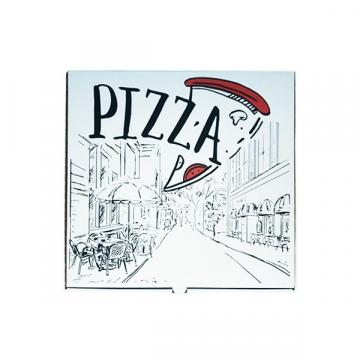 Cutii pizza, carton alb, design Urban, 25cm (100 buc)