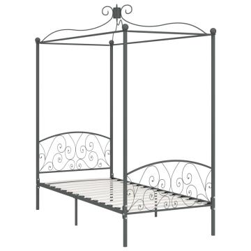Cadru de pat cu baldachin, gri, 90 x 200 cm, metal