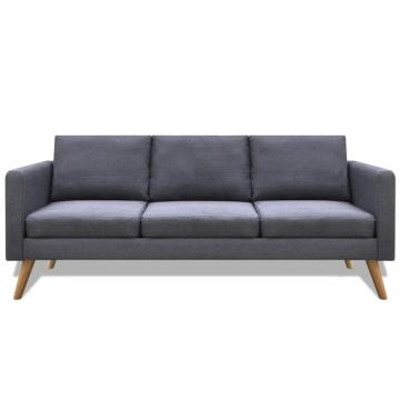 Canapea cu 3 locuri, material textil, gri inchis