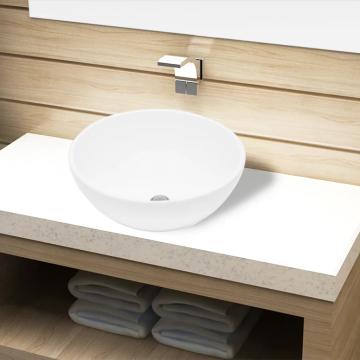 Bazin chiuveta de baie din ceramica, rotund, alb