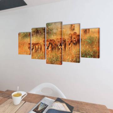 Set de tablouri de panza imprimate lei 100 x 50 cm de la VidaXL