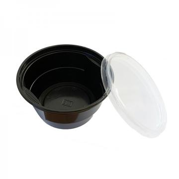 Bol supa PP, negru cu capac transparent, 360ml (50 buc)