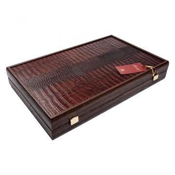 Set joc table backgammon piele Crocodil - 48 x 60 cm