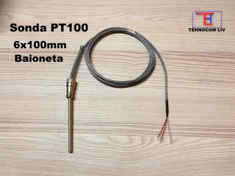 Sonda temperatura PT100 D6mm lungime 100 mm