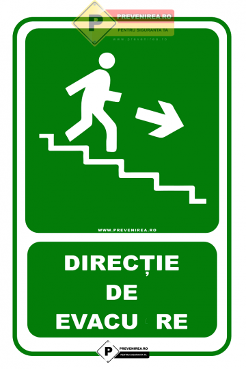 Indicatoare pentru directie de evacuare pe scari dreapta jos de la Prevenirea Pentru Siguranta Ta G.i. Srl