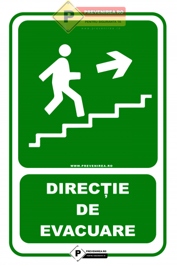 Indicatoare pentru directie de evacuare pe scari dreapta sus de la Prevenirea Pentru Siguranta Ta G.i. Srl