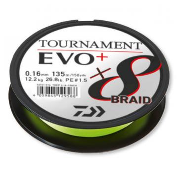 Fir textil Daiwa Tournament X8 BRAID EVO+, chartreuse, 135m de la Pescar Expert
