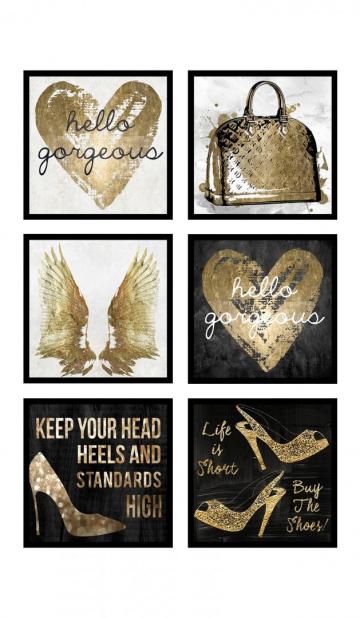Set 6 tablouri decorative Gold Heart de la Etoc Online