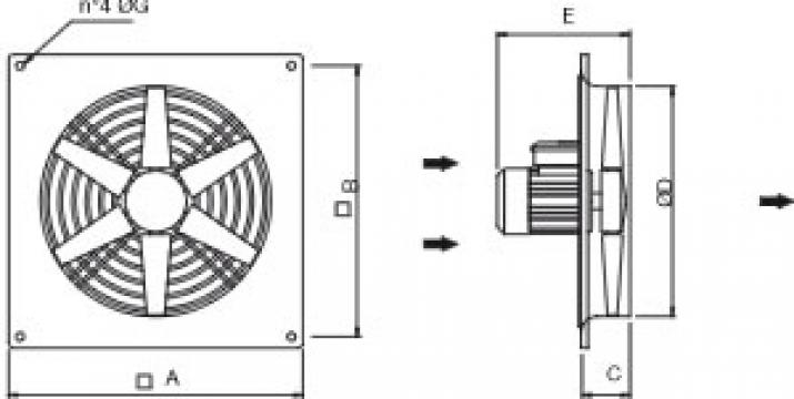 Ventilator axial de perete EXWFN 4-560T de la Ventdepot Srl