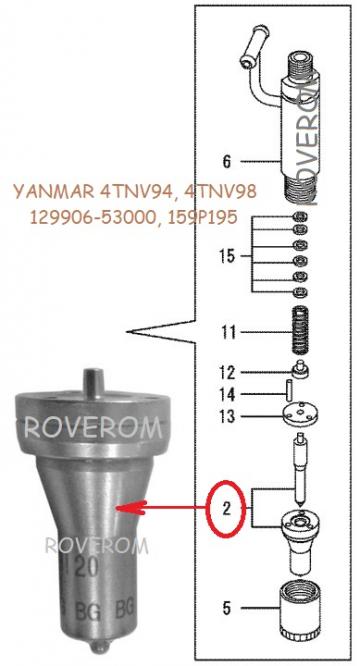 Duze injector Yanmar 4TNV94, 4TNV98, Komatsu 4D98, 159P195 de la Roverom Srl