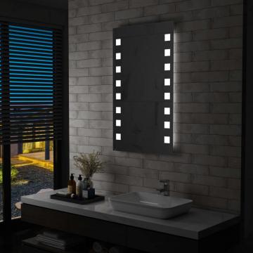 Oglinda cu LED de perete de baie, 60 x 100 cm