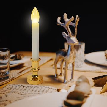 Ornament de Craciun - lumanare LED - alb / auriu - 22 cm