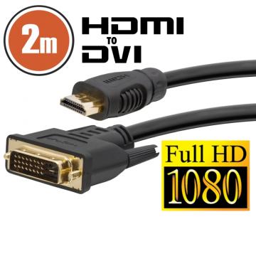 Cablu DVI-D / HDMI 2 m cu conectoare placate cu aur de la Rykdom Trade Srl