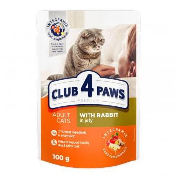 Hrana plic pisica cu iepure in aspic 100g - Club 4 Paws