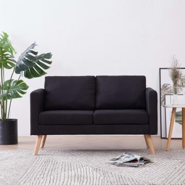 Canapea cu 2 locuri, negru, material textil de la VidaXL