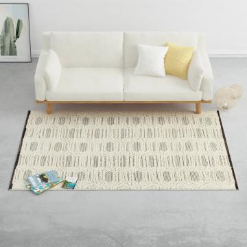 Covor tesut manual din lana, alb/negru, 160 x 230 cm