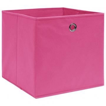 Cutii depozitare, 4 buc., roz, 32x32x32 cm, textil de la VidaXL