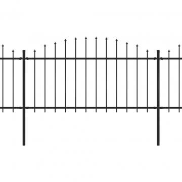 Gard de gradina cu varf sulita, negru, 11,9 m, otel