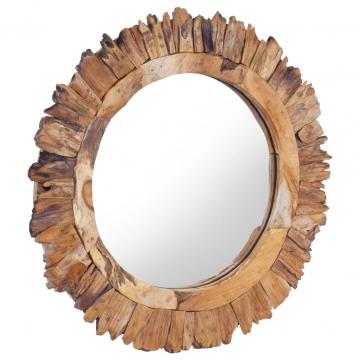 Oglinda de perete, 60 cm, tec, rotund de la VidaXL