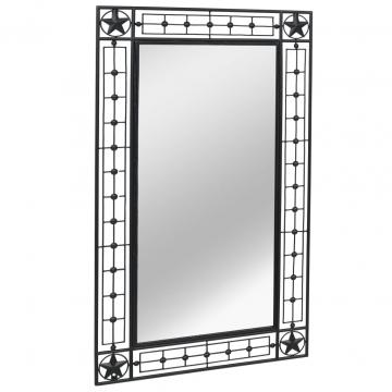 Oglinda de perete dreptunghiulara, negru, 60 x 110 cm