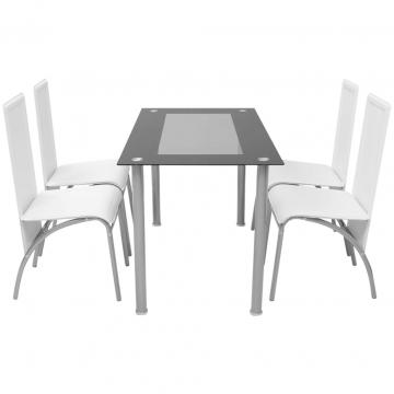 Set masa cu scaune, 5 piese, alb de la VidaXL