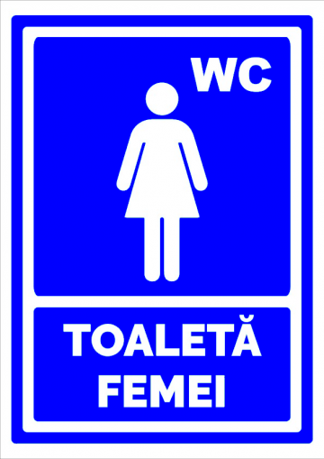 Indicator albastru toaleta pentru femei