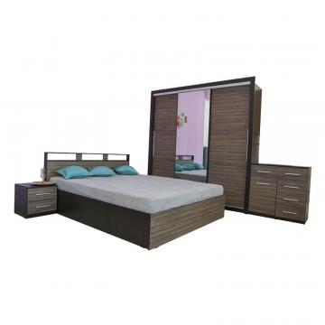 Dormitor Dora Wenge zebrano cu pat matrimonial 160cmx200cm