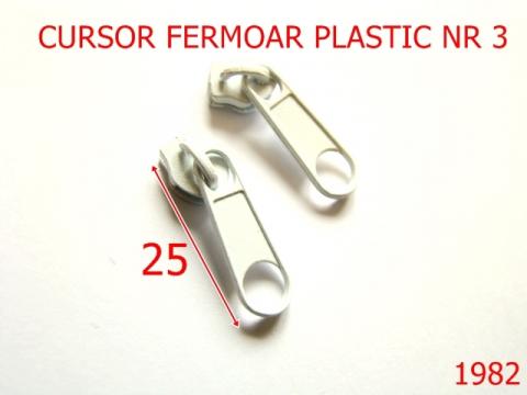 Cursor fermoar plastic nr3/vopsit alb nr 1982 de la Metalo Plast Niculae & Co S.n.c.