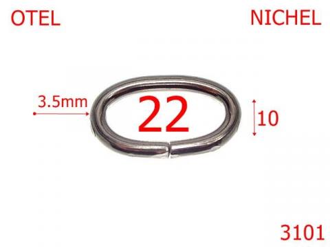 Inel oval 22 mm 3.5 nichel 3D6 3101