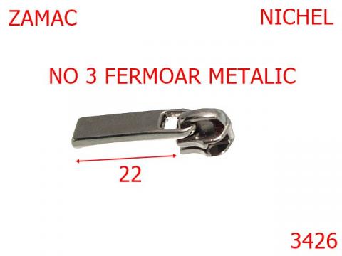 Cursor pt fermoar metalic no.3 mm nichel 3426