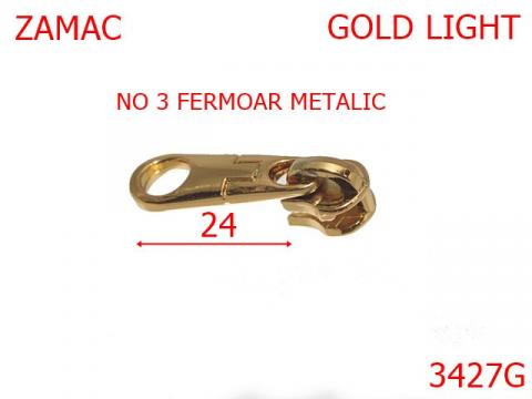 Cursor pt fermoar metalic no.3 mm gold light 3427G