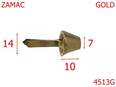 Piciorus tronconic rezistent uzura 14 mm zamac gold 4513G
