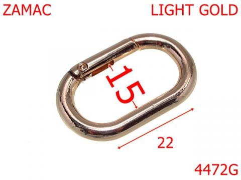 Inel carabina oval pentru genti 15 mm zamac gold 4472G