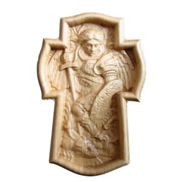 Sculptura Sf Arhanghel Mihail biruind pe satana 26.5x16.5 cm